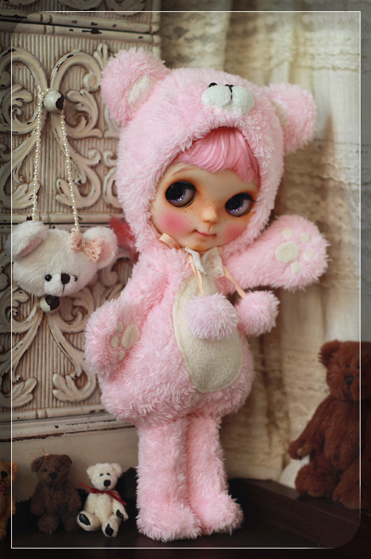 Blythe Clothes, Pink Bear Outfit For Blythe By ChillyQi
